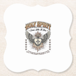Heilige Geest Vintage Gravure Vleugelig Hart Shirt Kartonnen Onderzetters