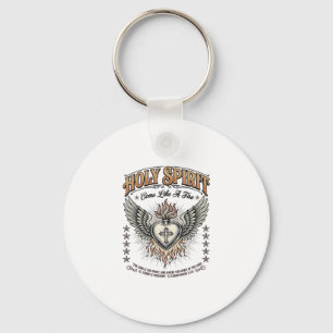 Heilige Geest Vintage Gravure Vleugelig Hart Shirt Sleutelhanger