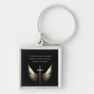 Heilige Geest Wings met Kruis en Schrift Sleutelhanger