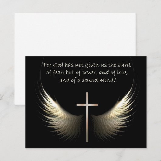 Heilige Geest Wings met Kruis en Schrift Verse Briefkaart (Voorkant / Achterkant)