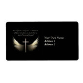 Heilige Geest Wings met Kruis en Schrift Verse Etiket (Voorkant)