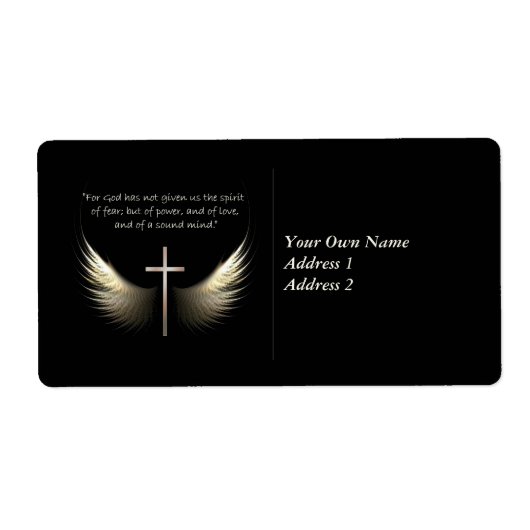 Heilige Geest Wings met Kruis en Schrift Verse Etiket (Voorkant)