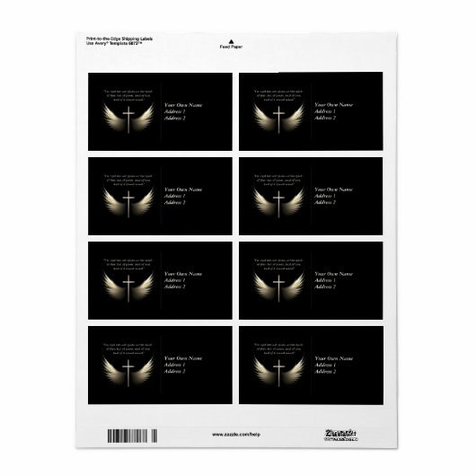 Heilige Geest Wings met Kruis en Schrift Verse Etiket (Full Sheet)