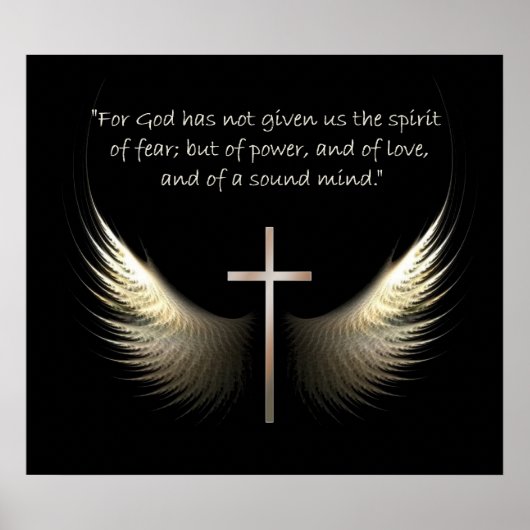 Heilige Geest Wings met Kruis en Schrift Verse Poster (Voorkant)