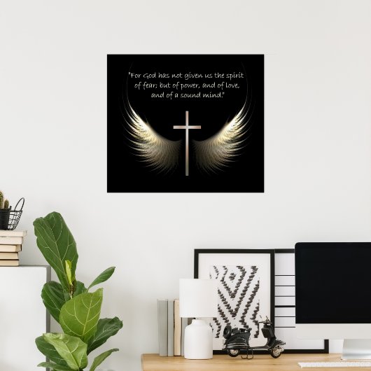 Heilige Geest Wings met Kruis en Schrift Verse Poster (Thuiskantoor)