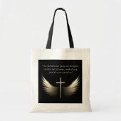 Heilige Geest Wings met Kruis en Schrift Verse Tote Bag (Voorkant)
