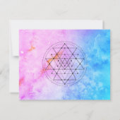 ** Heilige Geometrie Abstracte Waterverf bruiloft RSVP Kaartje (Achterkant)