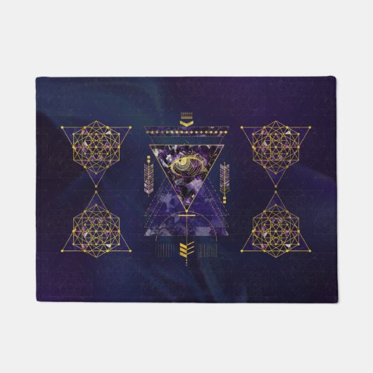 Heilige Geometrie Alle ogen in goud en amethys Deurmat (Voorkant)