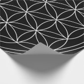 Heilige Geometrie: Bloem des Levens Zwart & Wit Cadeaupapier (Hoek)