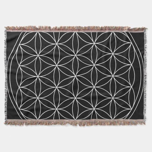 Heilige Geometrie: Bloem des Levens Zwart & Wit Deken (Voorkant)