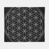 Heilige Geometrie: Bloem des Levens Zwart & Wit Fleece Deken (Voorkant (Horizontaal))