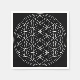 Heilige Geometrie: Bloem des Levens Zwart & Wit Servet
