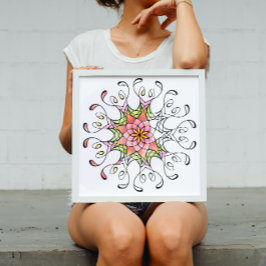 Heilige Geometrie Bloem Mandala Volwassen Kleuren Poster