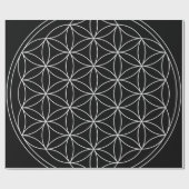 Heilige Geometrie: Bloem van het Leven Zwart & Wit Cadeaupapier (Vlak)