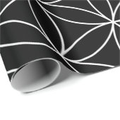 Heilige Geometrie: Bloem van het Leven Zwart & Wit Cadeaupapier (Rol Hoek)