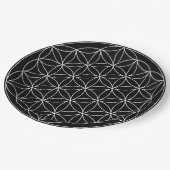 Heilige Geometrie: Bloem van het Leven Zwart & Wit Papieren Bordje (Gekanteld)