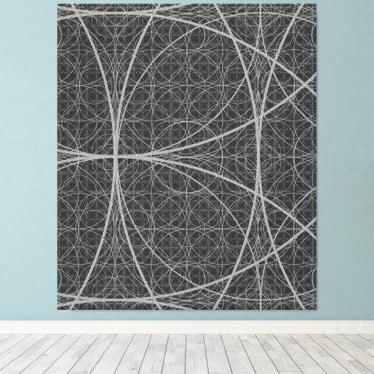 Heilige Geometrie Cirkels Bloem van het Leven Canvas Afdruk (Insitu (Houten vloer))