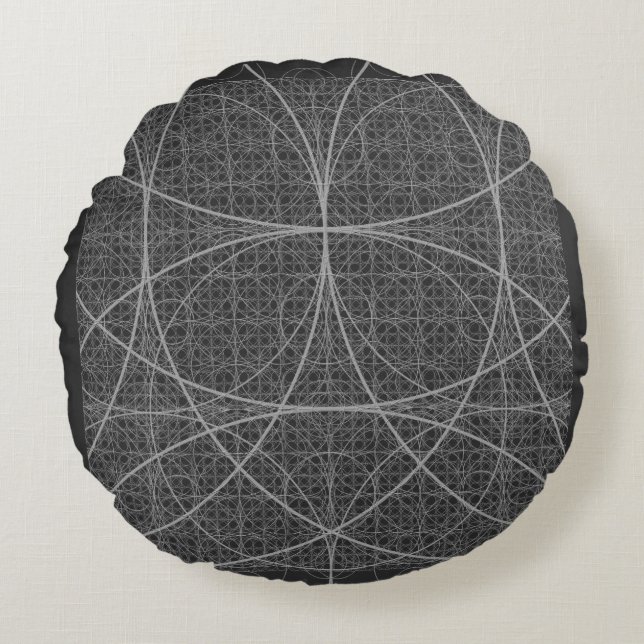 Heilige Geometrie Cirkels Bloem van het Leven Rond Kussen (Voorkant)