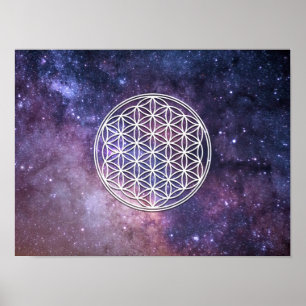 Heilige geometrie - De Bloem des Levens in univers Poster