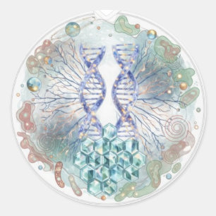 Heilige Geometrie DNA Helix Kristal Wetenschap Kun Ronde Sticker