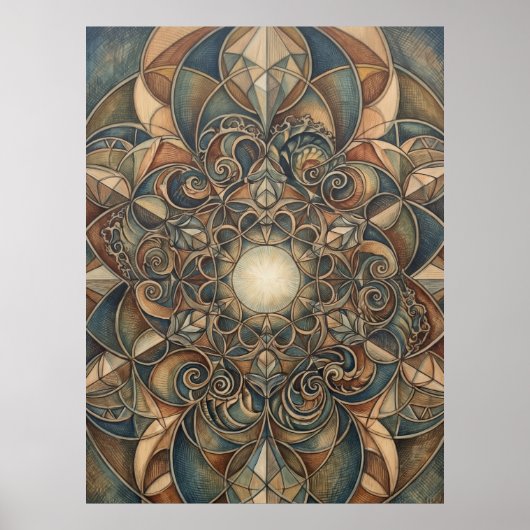 Heilige Geometrie Hart Licht Spirit Kunst Poster (Voorkant)