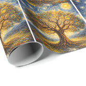 Heilige geometrie kunst boom cadeaupapier (Rol Hoek)