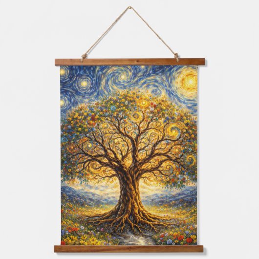 Heilige geometrie kunst boom hangend wandkleed (Voorkant)