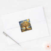 Heilige geometrie kunst boom vierkante sticker (Envelop)