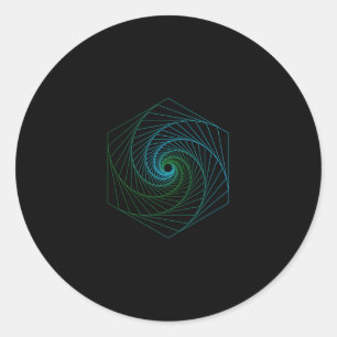 Heilige Geometrie - LineArt Blauw en Groen Ronde Sticker