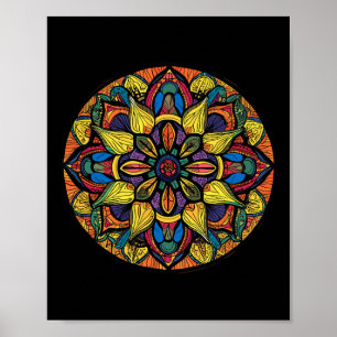 Heilige Geometrie Mandala Abstract Bloemmotief Poster