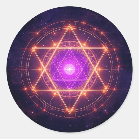 Heilige Geometrie Mandala – Licht in de Kosmos Ronde Sticker (Voorkant)