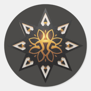 🌟Heilige Geometrie Mandala – Tijdloze Gouden Ster Ronde Sticker