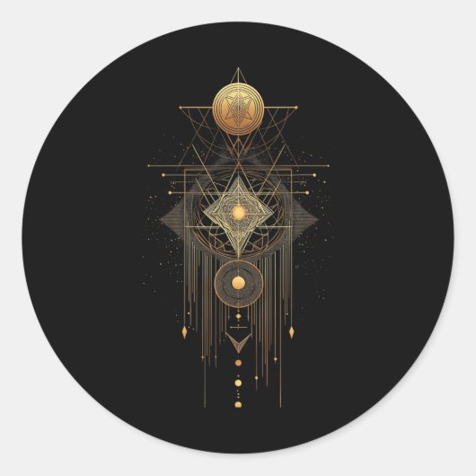 Heilige Geometrie Metatron Abstracte Art Deco Spir Ronde Sticker (Voorkant)