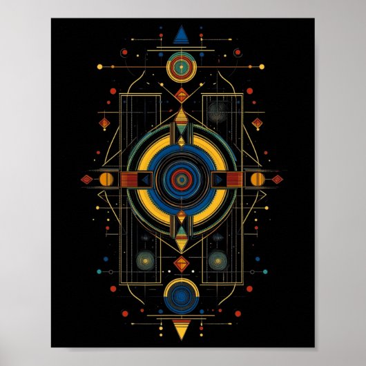 Heilige Geometrie Metatron Abstracte Kunst Azteeks Poster (Voorkant)