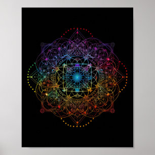 Heilige Geometrie Metatron Kubus Kleurrijk Spiritu Poster