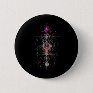 Heilige Geometrie Metatron Kubus Spirituele Yoga Ronde Button 5,7 Cm