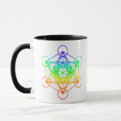 Heilige Geometrie Metatron's Cube in regenboogkleu Mok (Links)