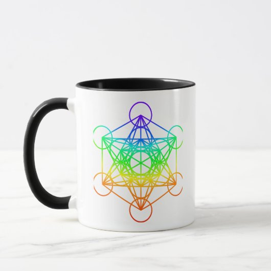 Heilige Geometrie Metatron's Cube in regenboogkleu Mok (Links)