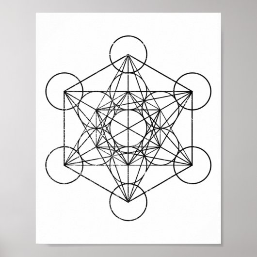 Heilige Geometrie Metatrons Kubus Psychedelische V Poster (Voorkant)