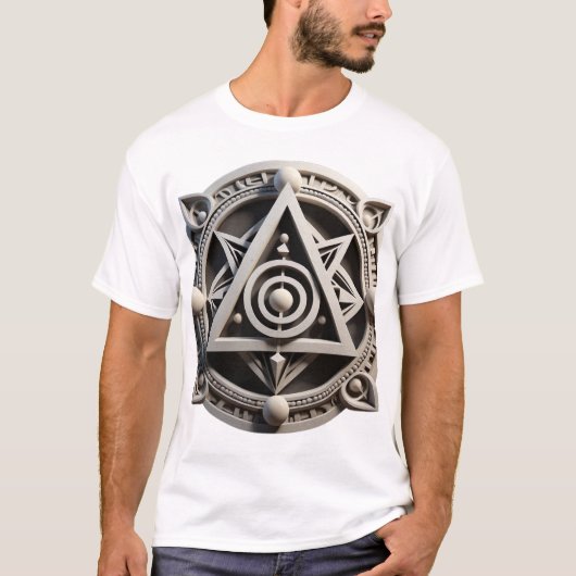Heilige Geometrie Steen Mandala T-shirt (Voorkant)