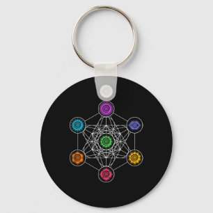 Heilige Geometrie Yoga Metatrons Kubus Regenboog C Sleutelhanger
