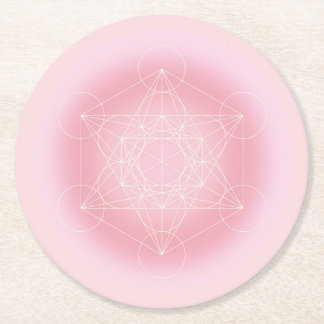 heilige geometrisch, roze, metatron, onderzetter, ronde kartonnen onderzetter