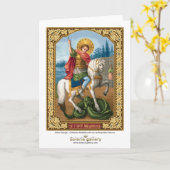 Heilige George - Wenskaart Kaart (Gele Bloem)