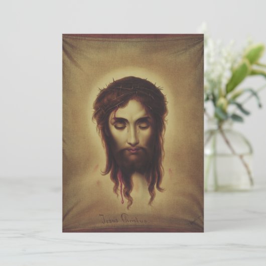 Heilige gezicht van Jezus Christus Feestdagenkaart (Staand voorkant)