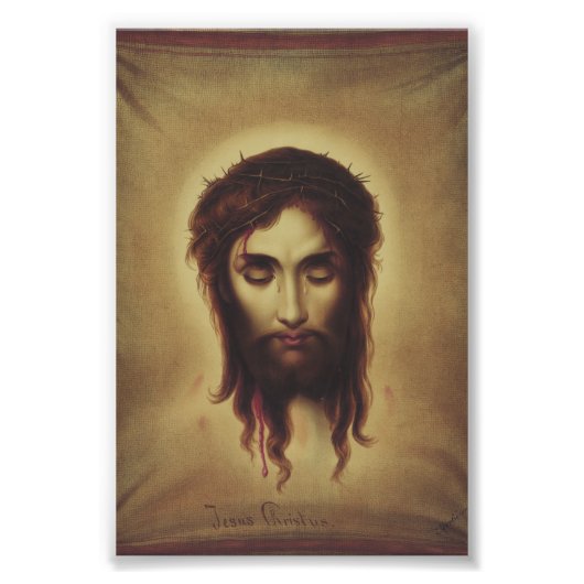 Heilige gezicht van Jezus Christus Foto Afdruk (Voorkant)