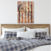 Heilige gezicht van Jezus en Amerikaanse vlag Canv Canvas Afdruk (Insitu (Slaapkamer))