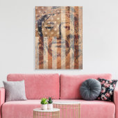 Heilige gezicht van Jezus en Amerikaanse vlag Canv Canvas Afdruk (Insitu (Woonkamer))