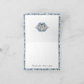 Heilige Gezin Elegant Blue Floral Bedankkaart (Binnen)