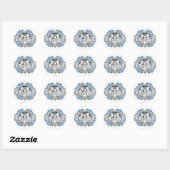 Heilige Gezin Elegant Blue Floral Ronde Sticker (Vel)