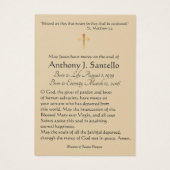 Heilige Gezin Funeral Sympathie Heilige Kaart (Achterkant)